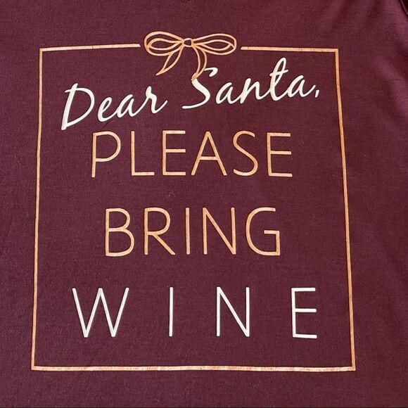 Apt. 9 Christmas Themed Graphic Tee Shirt “Dear Santa Please Bring Wine” • Small - Picture 7 of 10